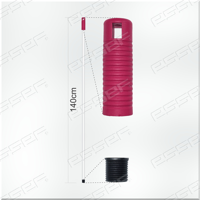 Glasfieberstiel 1,40 m - weiss/rotgriff